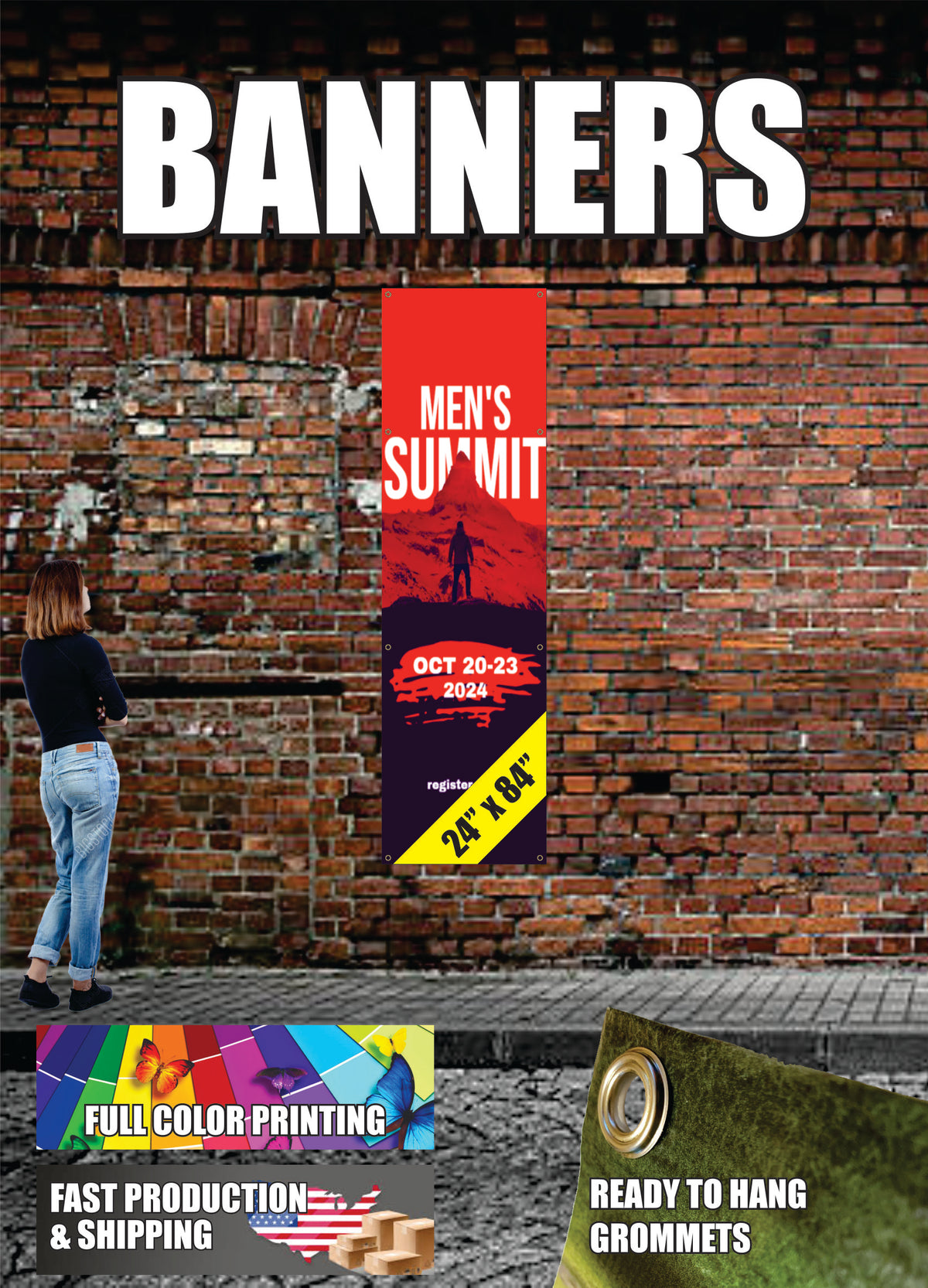 2 × 7 ft Custom Vinyl Banner